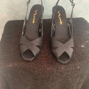 Nina black 3inch satin heels